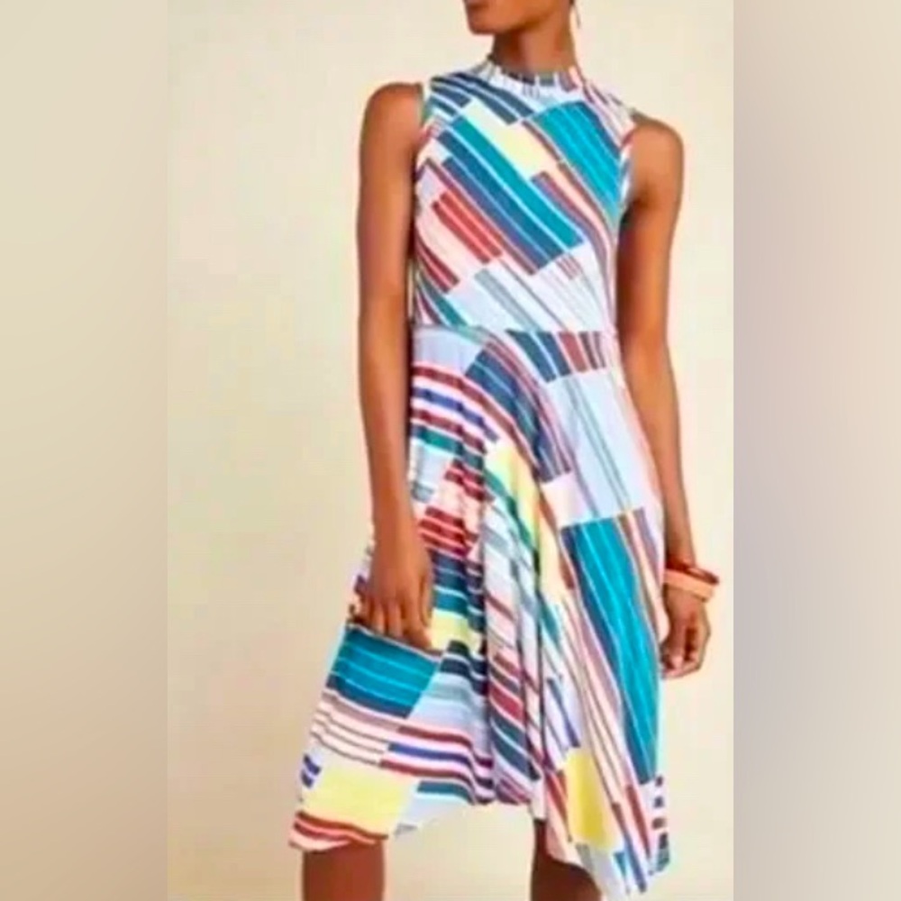 Anthropologie Geometric Sleeveless Midi Dress Small